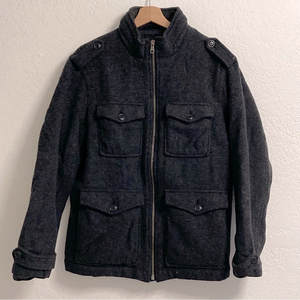Gap Black Wool Military Zip Coat‎